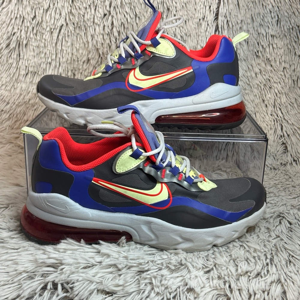 Nike Air Max 270 React GS Grey Volt Youth 6.5 Women's 8 Colorful Running Shoes